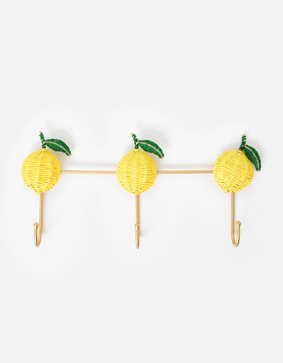 Lemon Raffia Wall Storage Hooks